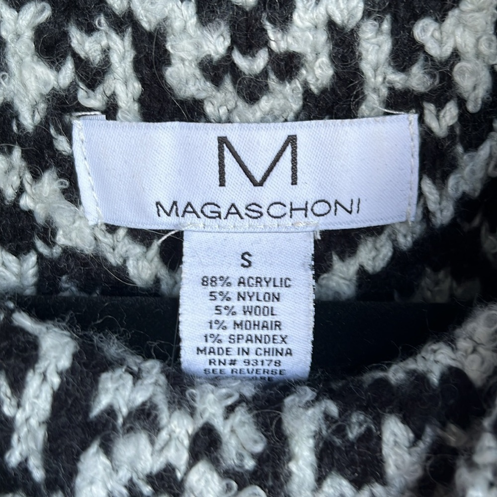 Magaschoni Black/White Wool Mohair Blend Sweater Boxy Oversized Sweater Sz Small - Picture 4 of 5